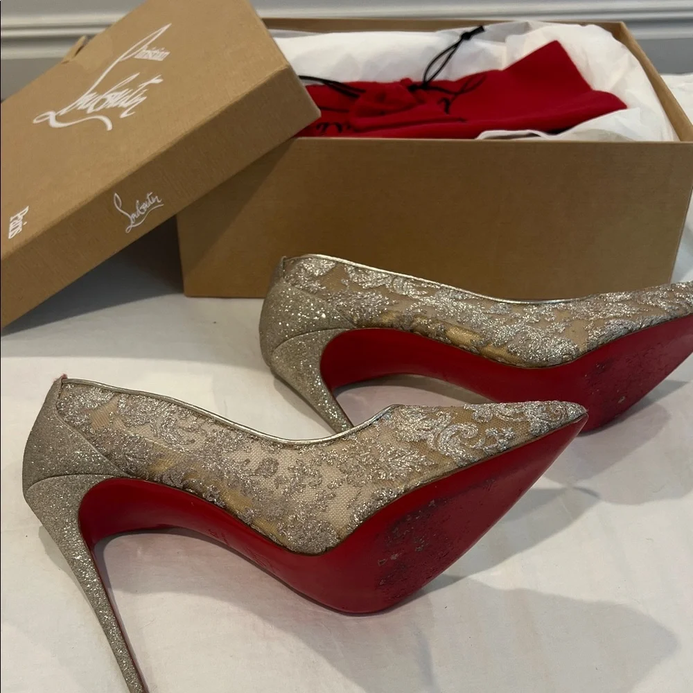 Christian Louboutin Glitter Lace Heels - Picture 7 of 10